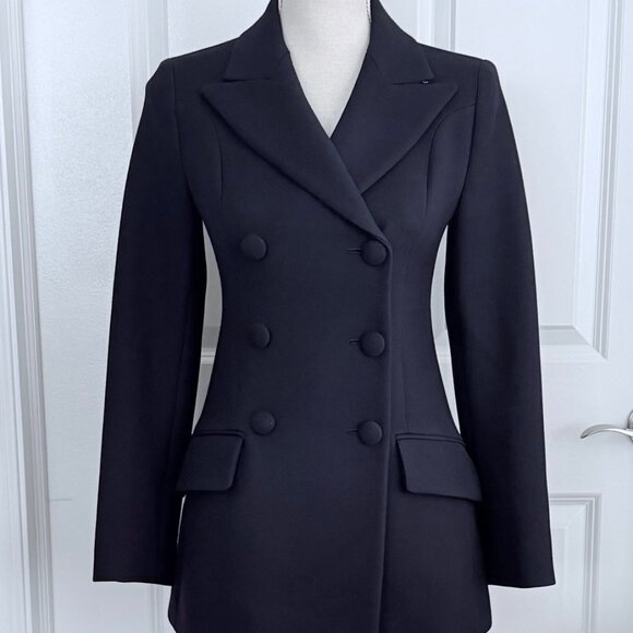 PRADA DOUBLE BREASTED NAVY WOOL BLAZER - SIZE IT 38 - Picture 1 of 12